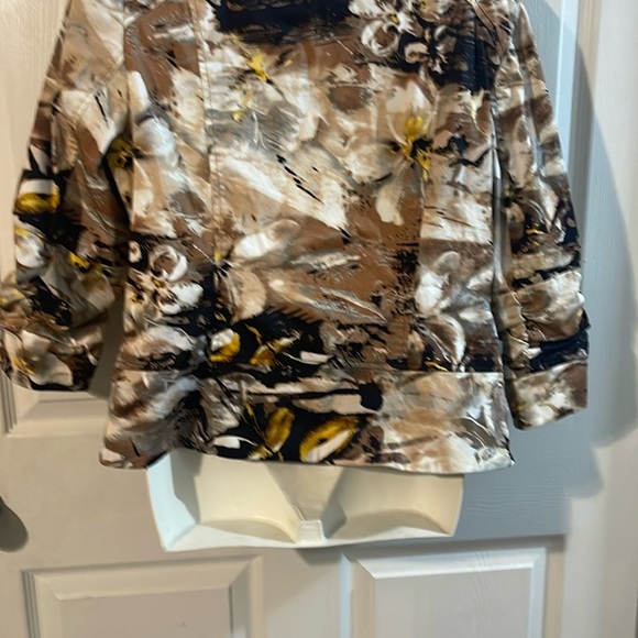 Coldwater Creek Women's Artistic Bomber Jacket - Brown and Yellow - Picture 8 of 9